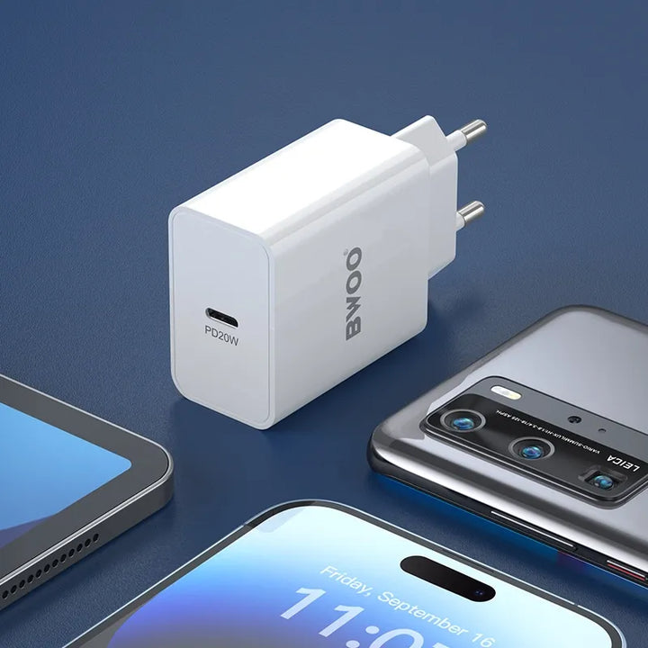 20W USB-C PD Snellader met USB-C Kabel – EU Stekker Oplader-Ilumina Benelux