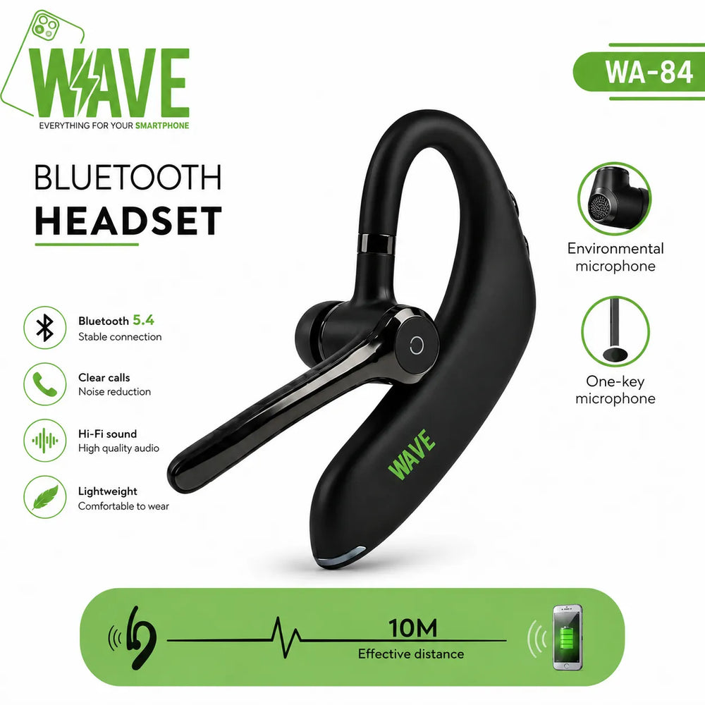 Bluetooth 5.4 Headset met Microfoon – Draadloze Oortelefoon met Noise Reduction – 10 Meter Bereik-Ilumina Benelux