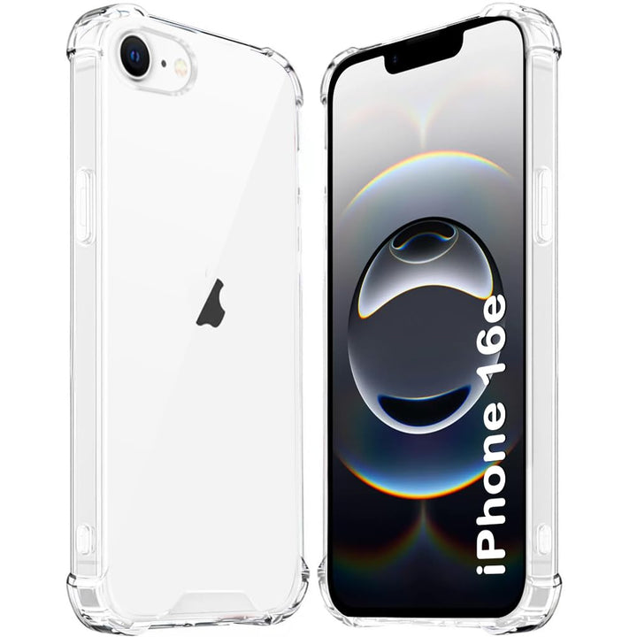 iPhone 16E Hoesjes – Militair Schokbestendig Backcover – Met Cameralens Protector + 2x Screenprotector – Transparant-Ilumina Benelux