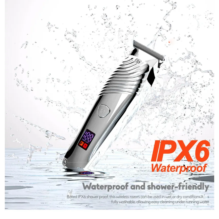 Elektrische Haartrimmer – IPX6 Waterdicht – 5W – Draadloos – LCD Display – Zilver-Ilumina Benelux
