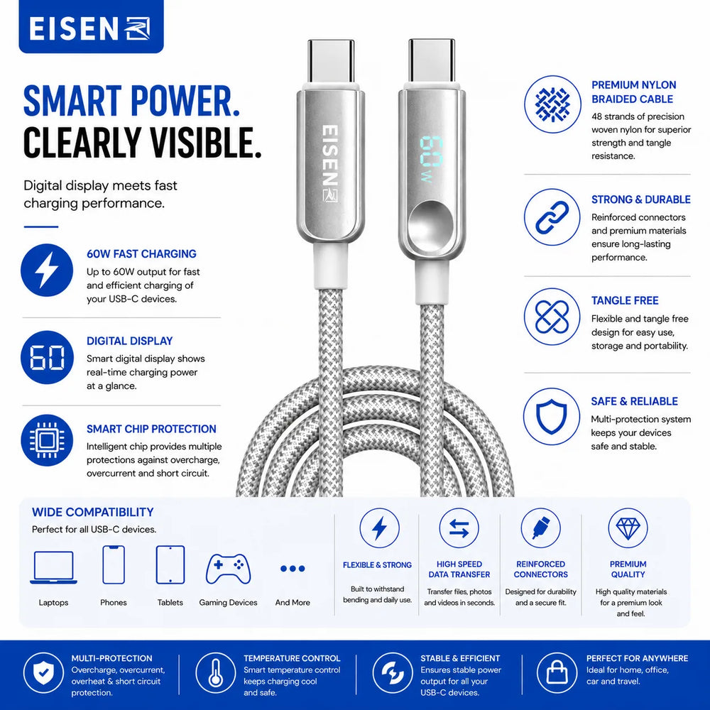 USB-C naar USB-C Hidden Digital Display Kabel 1 Meter