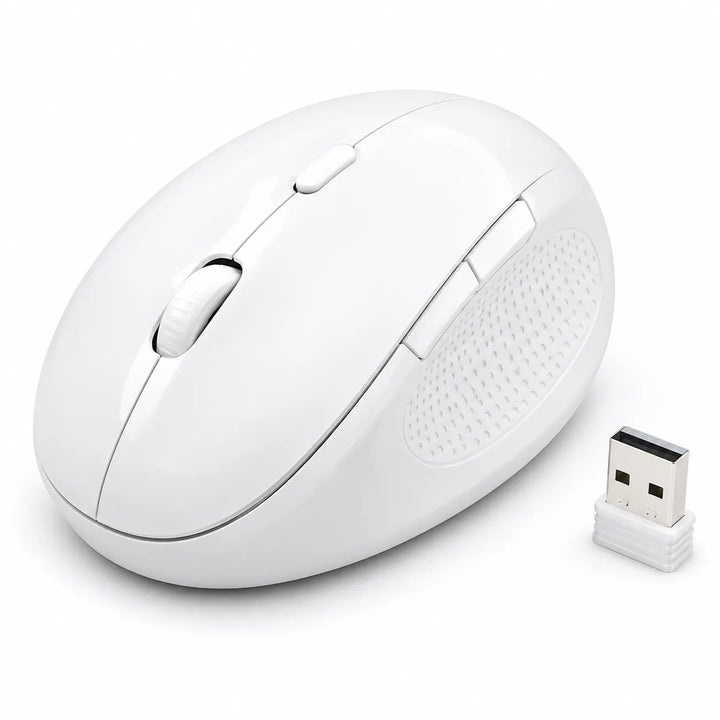 Ergonomische Draadloze Muis – 2.4GHz Optische Computermuis – 1200 DPI – Rechtshandig Design – USB Ontvanger – Wit-Ilumina Benelux