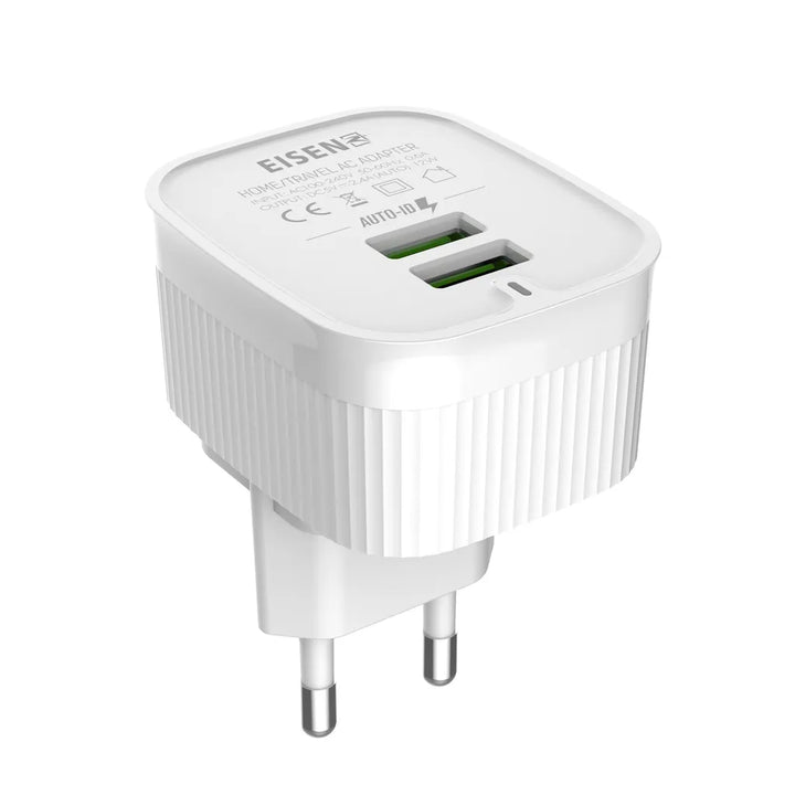 12W Dual USB Travel Charger met Lightning Kabel