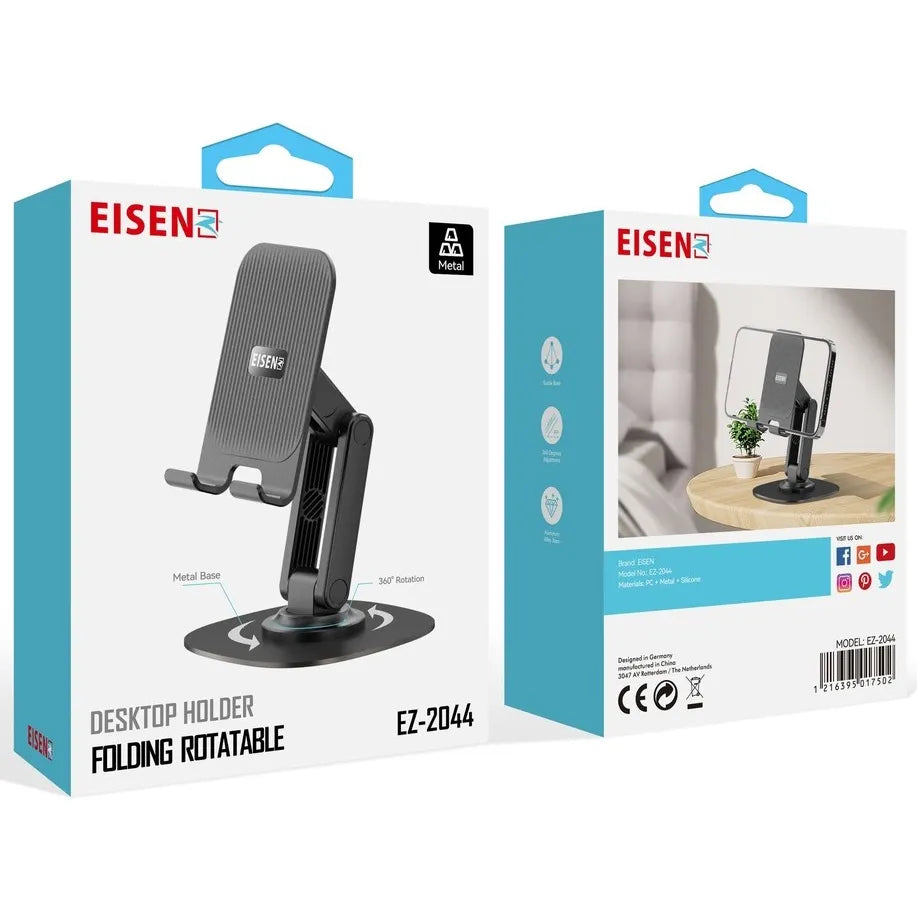 Verstelbare Bureau Telefoonhouder – Opvouwbare Smartphone & Tablet Standaard – 360° Draaibaar – Aluminium Bureauhouder