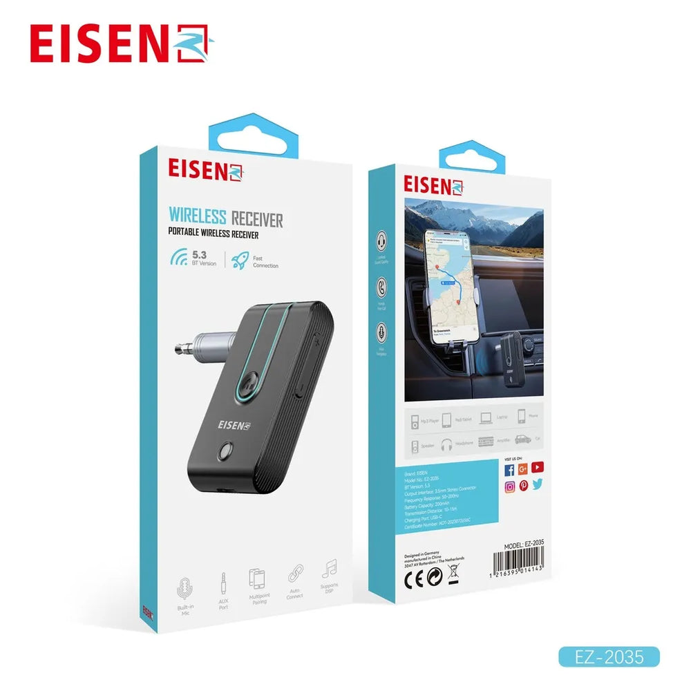 Bluetooth 5.3 AUX Adapter Auto - Draadloze Audio Ontvanger met Microfoon - Wireless Receiver