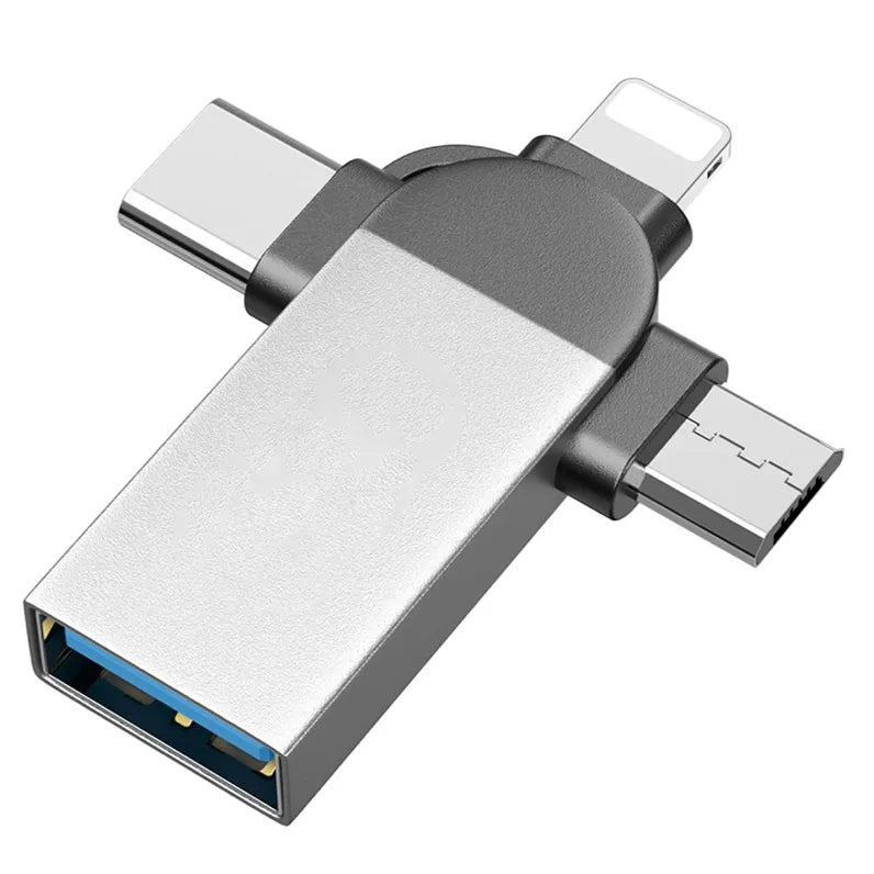 3-in-1 OTG Adapter - USB naar Lightning, USB-C & Micro USB - USB 3.0 Data Transfer - OTG Converter - Geschikt voor iPhone, Android, Tablet & Laptop-Ilumina Benelux