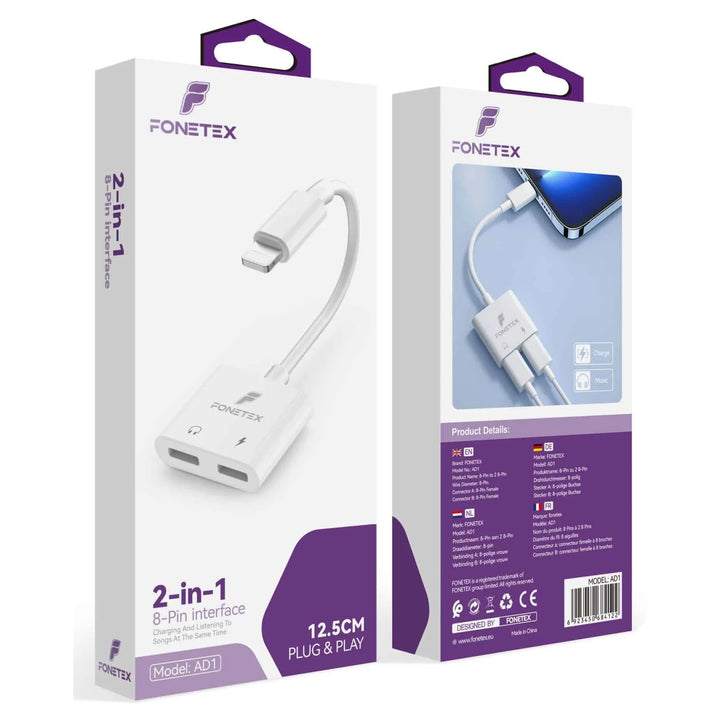 Lightning Audio & Oplaad Adapter – 2-in-1 Splitter – Gelijktijdig Opladen en Muziek Luisteren – Geschikt voor iPhone en iPad – Wit