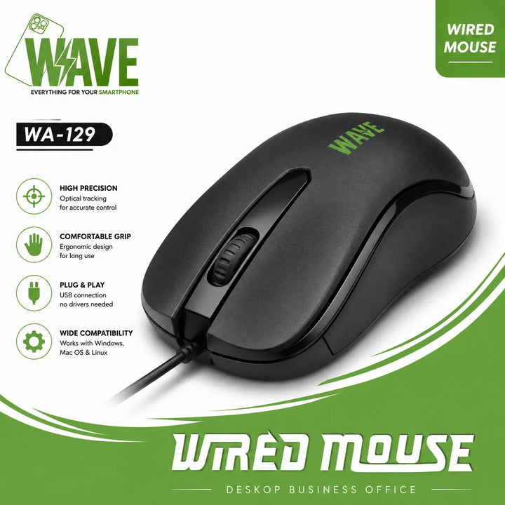 Bedrade USB Muis – 1600 DPI Optische Sensor – Plug & Play – Ergonomisch Ontwerp – Zwart-Ilumina Benelux