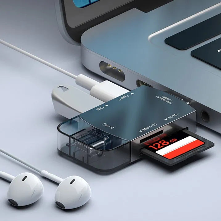7-in-1 Universele Kaartlezer - USB, USB-C & Lightning Card Reader - SD & TF Geheugenkaartlezer - OTG Adapter - Geschikt voor iPhone, iPad, Android & Laptop-Ilumina Benelux