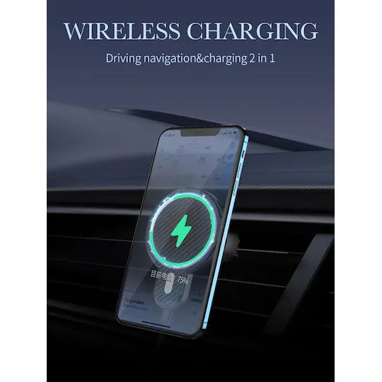 15W MagSafe Autohouder met Draadloos Opladen – Magnetische Telefoonhouder Auto – Dashboard & Ventilatierooster – 360° Draaibaar