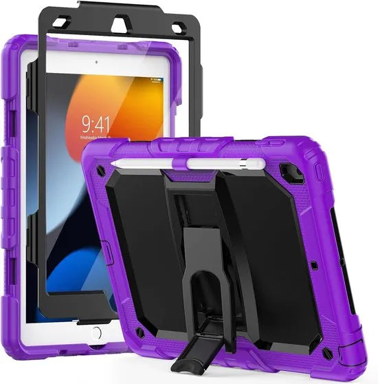 Apple iPad 10.2 (2019-2021) Tablethoes – Schokbestendig – Penhouder – Ingebouwde Screenprotector – Standaard – Paars-Tablethoesjes-Ilumina Benelux