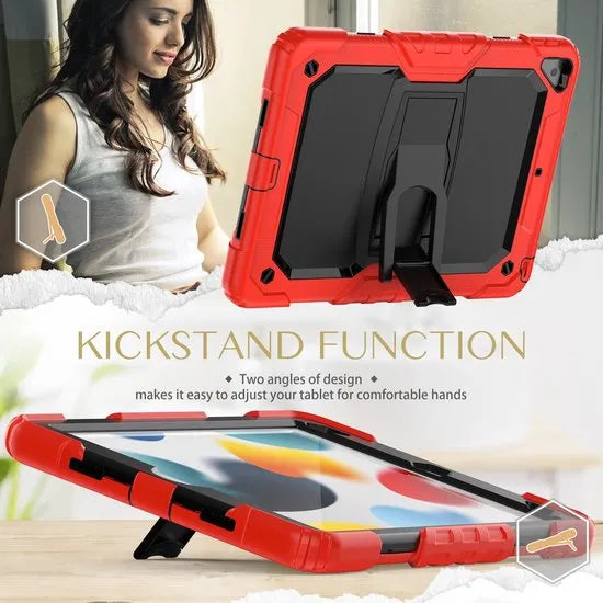 Apple iPad 10.2 (7/8/9e gen) Hoesjes – Schokbestendige Tablethoes – Penhouder – Screenprotector – Standaard – Rood-Tablethoesjes-Ilumina Benelux