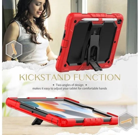 Apple iPad 10.2 (7/8/9e gen) Hoesjes – Schokbestendige Tablethoes – Penhouder – Screenprotector – Standaard – Rood-Tablethoesjes-Ilumina Benelux