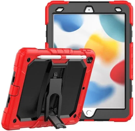 Apple iPad 10.2 (7/8/9e gen) Hoesjes – Schokbestendige Tablethoes – Penhouder – Screenprotector – Standaard – Rood-Tablethoesjes-Ilumina Benelux