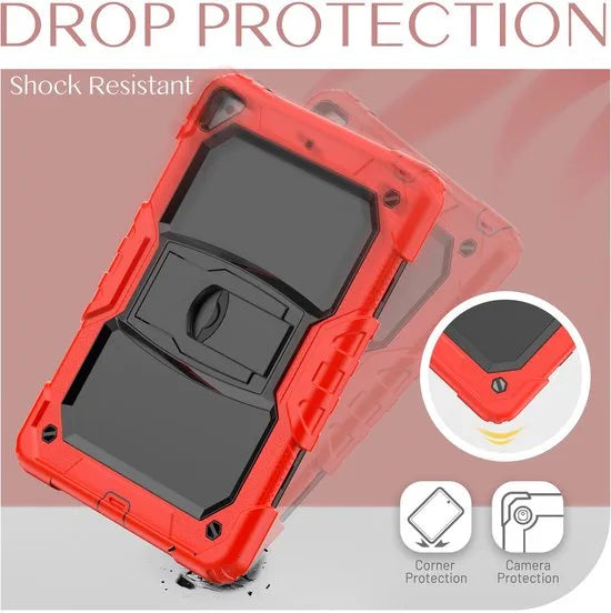 Apple iPad 10.2 (7/8/9e gen) Hoesjes – Schokbestendige Tablethoes – Penhouder – Screenprotector – Standaard – Rood-Tablethoesjes-Ilumina Benelux