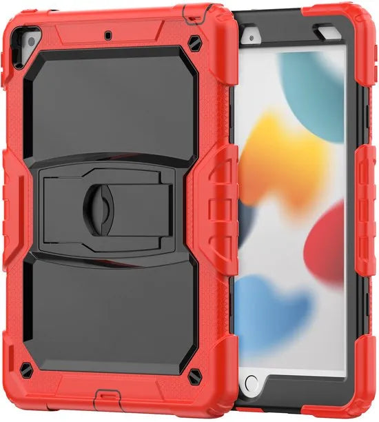 Apple iPad 10.2 (7/8/9e gen) Hoesjes – Schokbestendige Tablethoes – Penhouder – Screenprotector – Standaard – Rood-Tablethoesjes-Ilumina Benelux