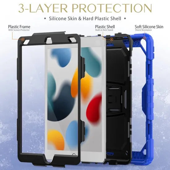 Apple iPad 10.2 (7/8/9e Gen) Tablethoes – Schokbestendig – Penhouder – Ingebouwde Screenprotector & Standaard – Blauw-Tablethoesjes-Ilumina Benelux
