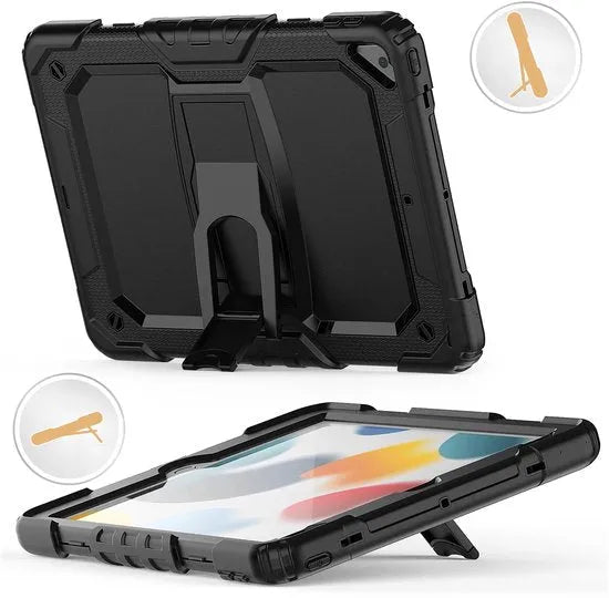 Apple iPad 10.2 (7/8/9e gen) Tablethoes – Schokbestendig – Penhouder – Screenprotector – Standfunctie – Zwart-Tablethoesjes-Ilumina Benelux