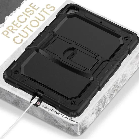 Apple iPad 10.2 (7/8/9e gen) Tablethoes – Schokbestendig – Penhouder – Screenprotector – Standfunctie – Zwart-Tablethoesjes-Ilumina Benelux