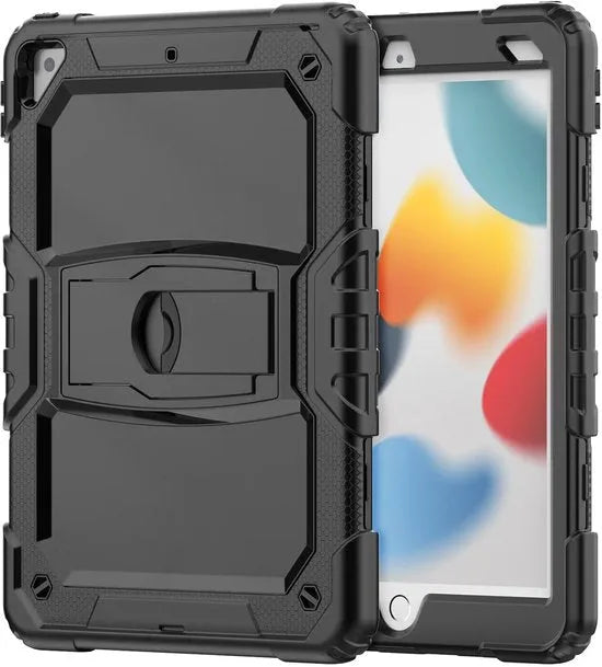Apple iPad 10.2 (7/8/9e gen) Tablethoes – Schokbestendig – Penhouder – Screenprotector – Standfunctie – Zwart-Tablethoesjes-Ilumina Benelux