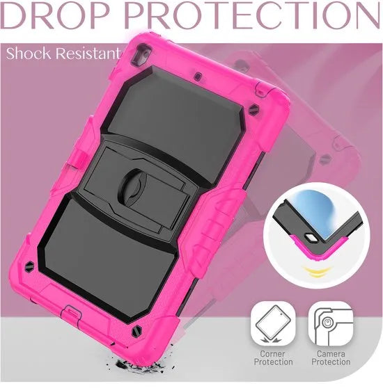 Apple iPad 10.2 Hoesjes (7e/8e/9e gen 2019-2021) – Schokbestendige Tablethoes – Penhouder – Screenprotector – Standaard – Roze-Tablethoesjes-Ilumina Benelux