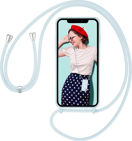 Apple iPhone 11 Pro Max Hoesjes – Siliconen Backcover met Schouderkoord – Flexibel – Turquoise-Ilumina Benelux