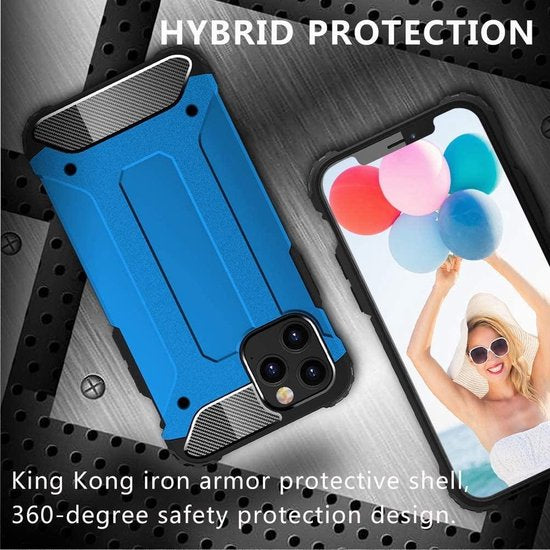 Apple iPhone 12 Hoesjes – Dual Layer Armor Backcover – Heavy Duty Schokbestendig – Blauw-Ilumina Benelux