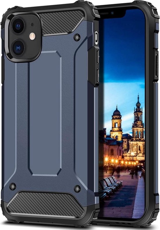 Apple iPhone 12 Hoesjes – Dual Layer Armor Backcover – Heavy Duty Schokbestendig – Blauw-Ilumina Benelux