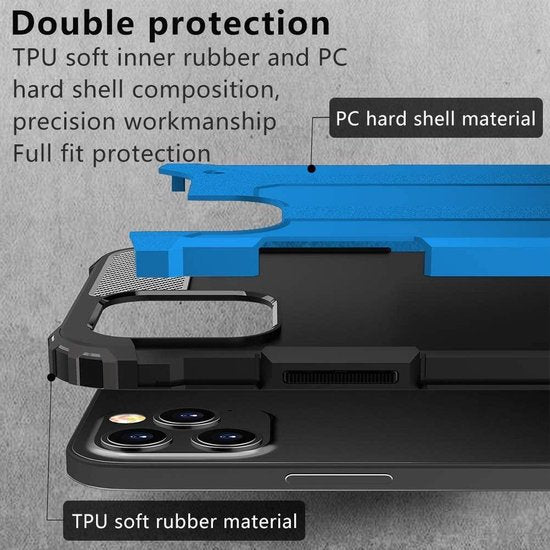 Apple iPhone 12 Mini Hoesjes – Dual Layer Armor Backcover – Heavy Duty Schokbestendig – Blauw-Ilumina Benelux