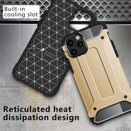 Apple iPhone 12 Pro Hoesjes – Dual Layer Armor Backcover – Heavy Duty Schokbestendig – Goud-Ilumina Benelux