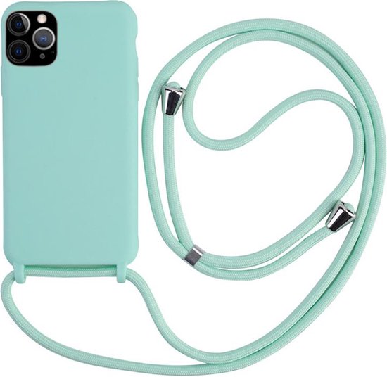 Apple iPhone 12 Pro Hoesjes – Siliconen Backcover met Schouderkoord – Ketting Case – Turquoise-Ilumina Benelux