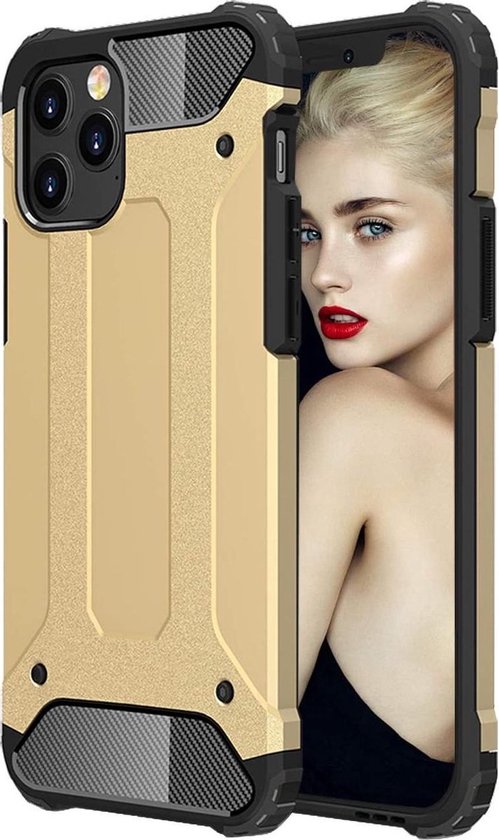 Apple iPhone 12 Pro Max Hoesjes – Dual Layer Armor Backcover – Heavy Duty Schokbestendig – Goud-Ilumina Benelux