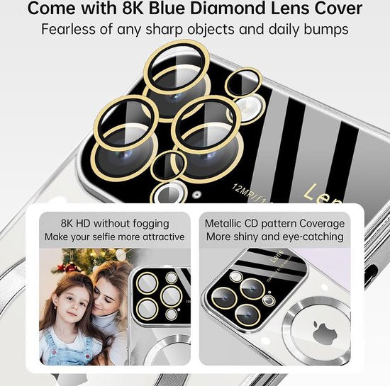 Apple iPhone 13 Pro Hoesjes – MagSafe Backcover – Camera Cover – Schokbestendig – Goud-Ilumina Benelux