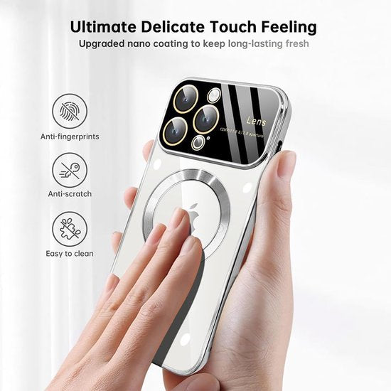 Apple iPhone 13 Pro Hoesjes – MagSafe Backcover – Camera Cover – Zilver-Ilumina Benelux