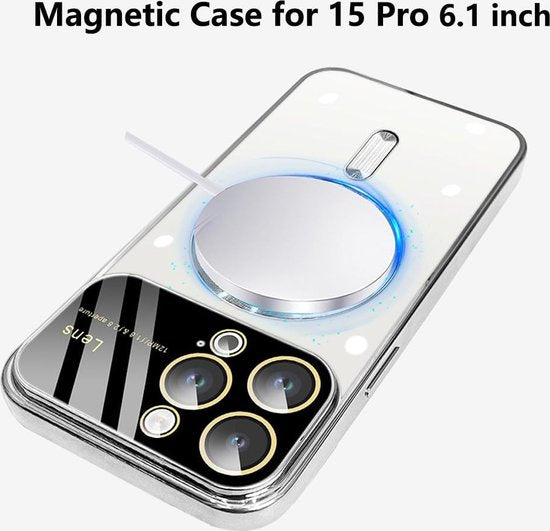 Apple iPhone 13 Pro Hoesjes – MagSafe Backcover – Camera Cover – Zilver-Ilumina Benelux