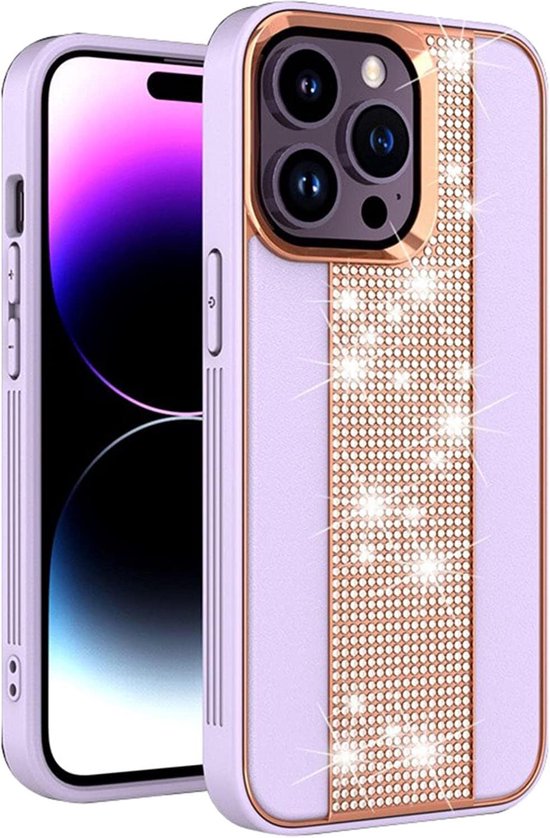 Apple iPhone 14 Hoesjes – Diamond Plating – Frosted Backcover – Schokbestendig – Paars-Ilumina Benelux