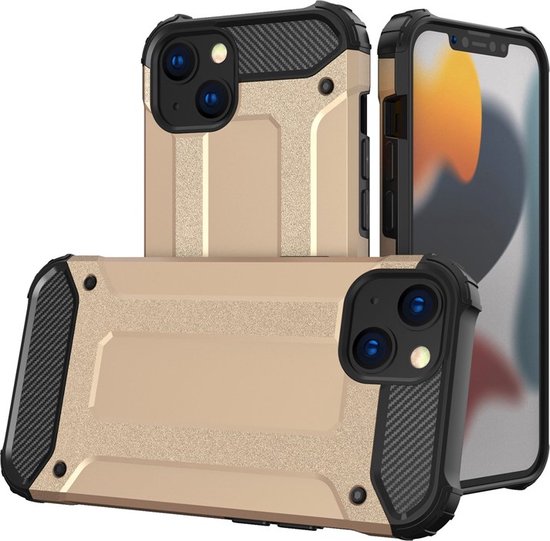 Apple iPhone 14 Hoesjes – Dual Layer Armor Backcover – Heavy Duty Schokbestendig – Goud-Ilumina Benelux