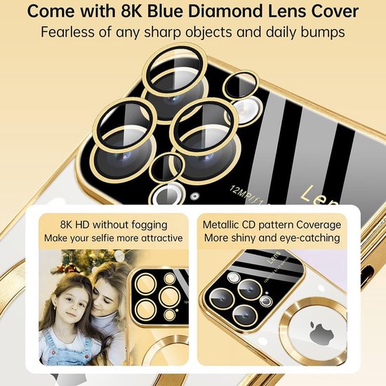 Apple iPhone 14 Hoesjes – MagSafe Backcover – Camera Cover – Schokbestendig – Goud-Ilumina Benelux