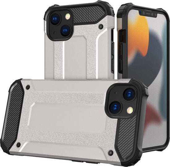 Apple iPhone 14 Plus Hoesjes – Dual Layer Armor Backcover – Schokbestendig – Heavy Duty – Zilver-Ilumina Benelux