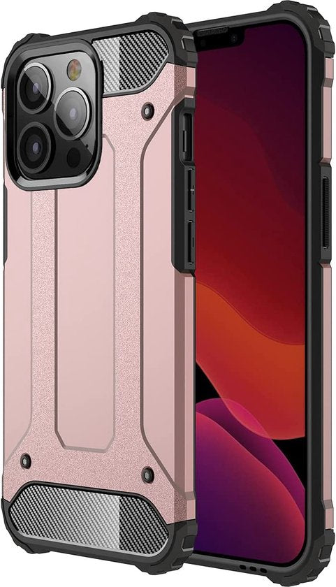 Apple iPhone 14 Pro Max Hoesjes – Dual Layer Armor Backcover – Heavy Duty Schokbestendig – Roségoud-Ilumina Benelux