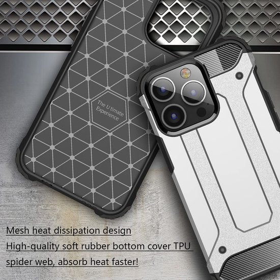 Apple iPhone 14 Pro Max Hoesjes – Dual Layer Armor Backcover – Heavy Duty Schokbestendig – Zwart-Ilumina Benelux