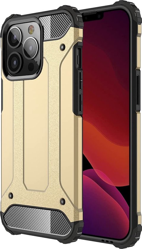 Apple iPhone 14 Pro Max Hoesjes – Dual Layer Armor Backcover – Schokbestendig – Heavy Duty – Goud-Ilumina Benelux