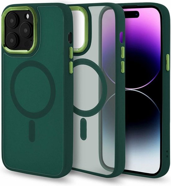 Apple iPhone 14 Pro Max Hoesjes – Matte Armor Backcover – Schokbestendig – MagSafe – Groen-Ilumina Benelux