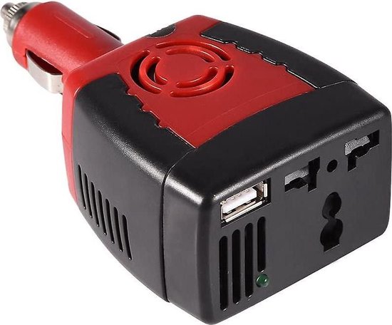Auto omvormer 12V naar 220V – 150W Power Inverter – Stopcontact + USB – DC naar AC – Sigarettenaansteker Adapter – Zwart-Ilumina Benelux