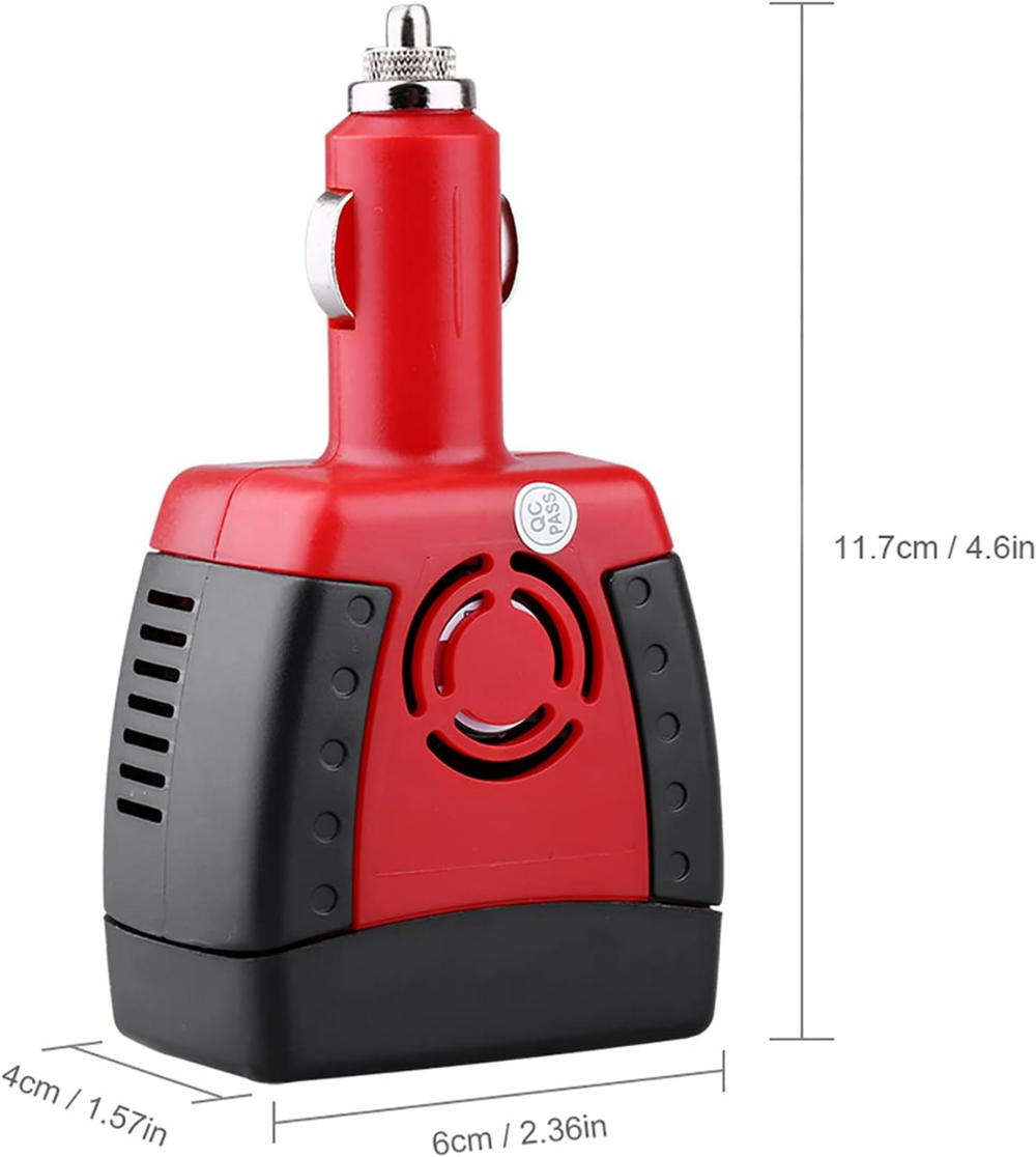 Auto omvormer 12V naar 220V – 150W Power Inverter – Stopcontact + USB – DC naar AC – Sigarettenaansteker Adapter – Zwart-Ilumina Benelux