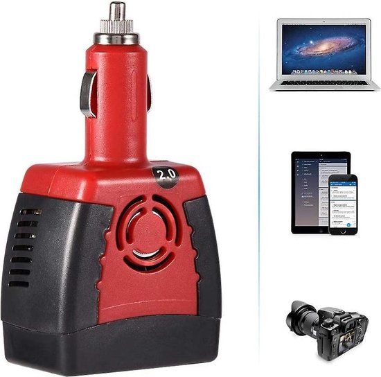 Auto omvormer 12V naar 220V – 150W Power Inverter – Stopcontact + USB – DC naar AC – Sigarettenaansteker Adapter – Zwart-Ilumina Benelux