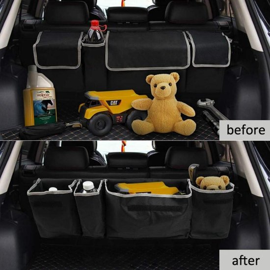 Auto organizer kofferbak – Hoge capaciteit opbergtas – Zetel pocket – Multi-use opbergdoos – Zwart-Auto-organizer-Ilumina Benelux