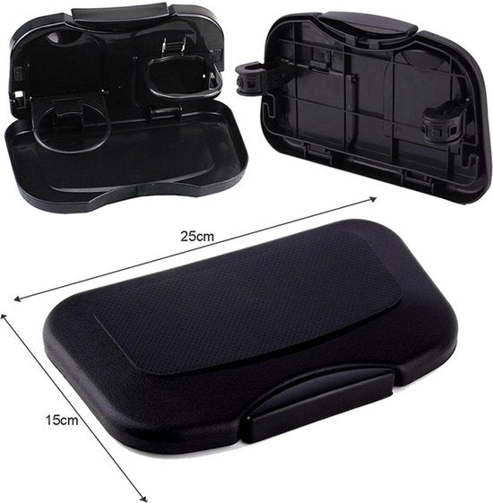 Autotafel achterbank – Opklapbare klaptafel – Drankhouder & opbergvak – Organizer tray – Zwart-Ilumina Benelux