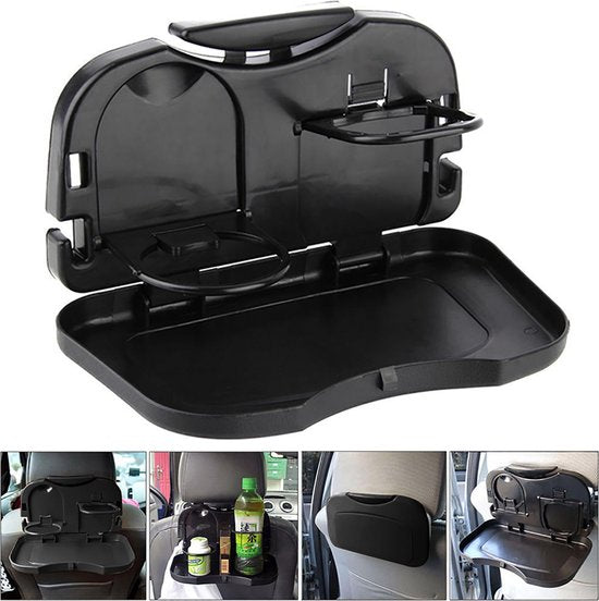 Autotafel achterbank – Opklapbare klaptafel – Drankhouder & opbergvak – Organizer tray – Zwart-Ilumina Benelux