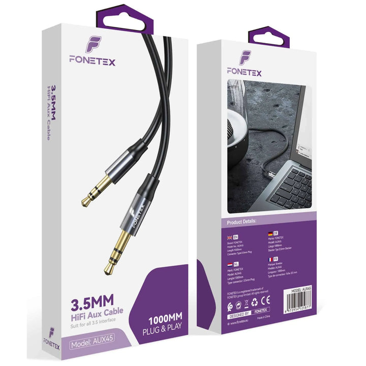 3.5mm AUX Kabel – HiFi Audio Kabel – AUX naar AUX – 1 Meter – Vergulde Connectoren – Geschikt voor Auto, Smartphone, Laptop, Speaker en Hoofdtelefoon